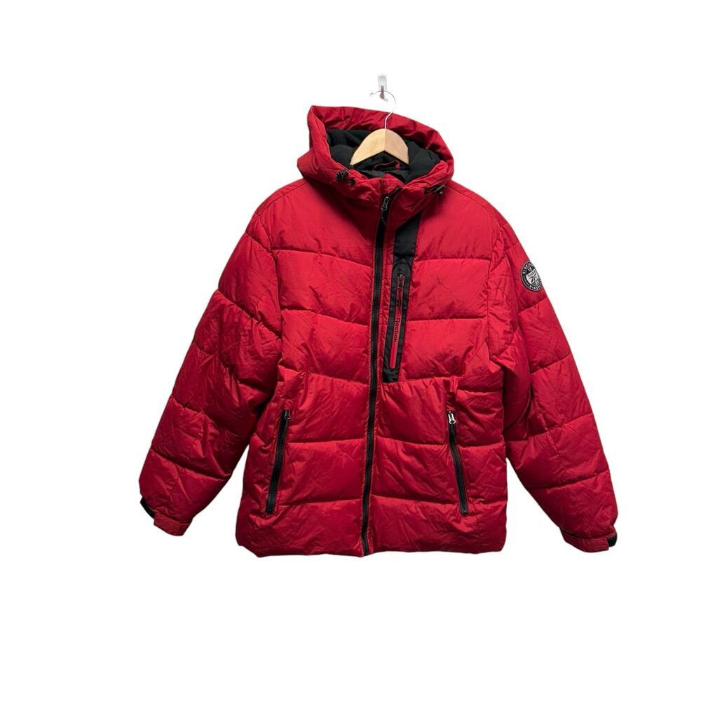Reebok 1895 Men's Puffer Jacket Hooded Red Size‎ Large
